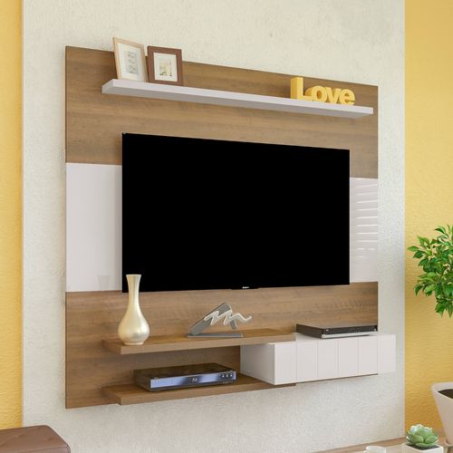 Painel para TV 1 Porta e 3 Prateleiras Artely Monza Cor Pinho com Off White