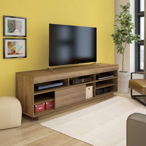 Rack Com 1 Porta de Correr Artely Treviso Cor Pinho com Off White Ou Pinho