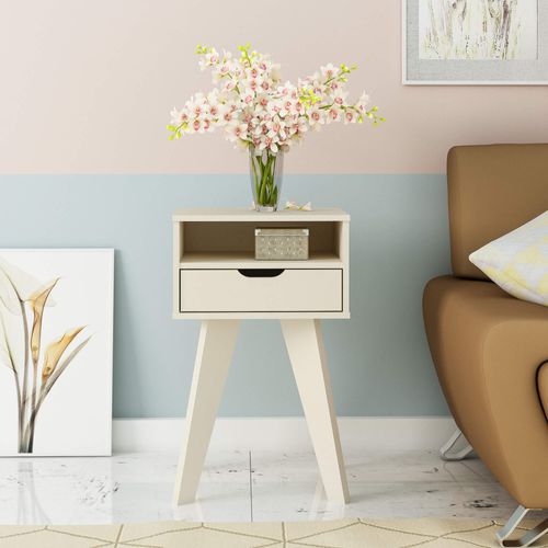 Mesa De Apoio Com 1 Gaveta e 1 Nicho Artely Vip Cor Off White