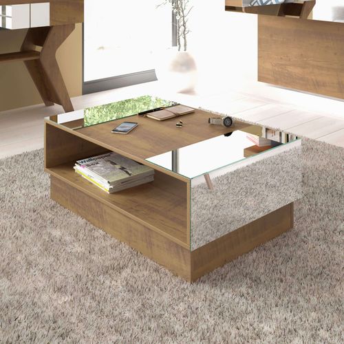 Mesa De Centro Com Espelhos Artely Detroit Cor Pinho