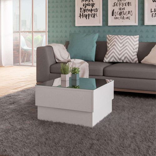 Mesa De Centro Com o Tampo Espelhado Artely Parati Cor Branca