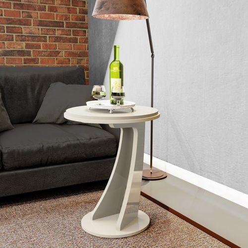 Mesa De Apoio Redonda Em MDF Artely Tutti Cor Off White