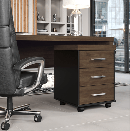 Gaveteiro Artany Tamburato Com 3 Gavetas Cor Charuto Com Preto