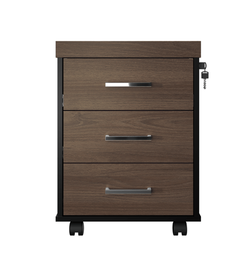 Gaveteiro Artany Tamburato Com 3 Gavetas Cor Charuto Com Preto