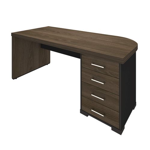 Mesa Tamburato Artany Cor Charuto com Preto com Gavetas LD