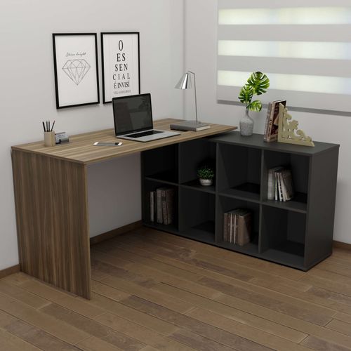 Mesa para Escritório Artany Nero 1400 Cor Ipê com Preto