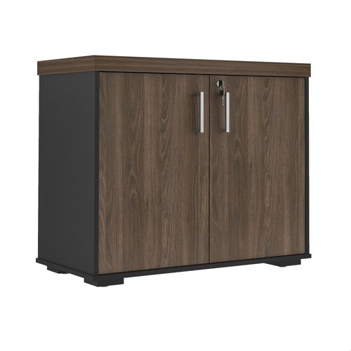Balcão Executivo Com 2 Portas Tamburato Artany Cor Charuto com Preto