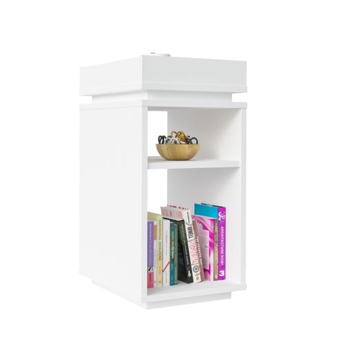Mesa De Apoio Lateral Com Nicho Artely Olivia Cor Branco