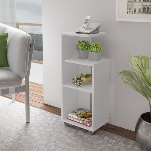 Mesa De Apoio 1 Prateleiras e 3 Nichos Artely Bis Cor Branco