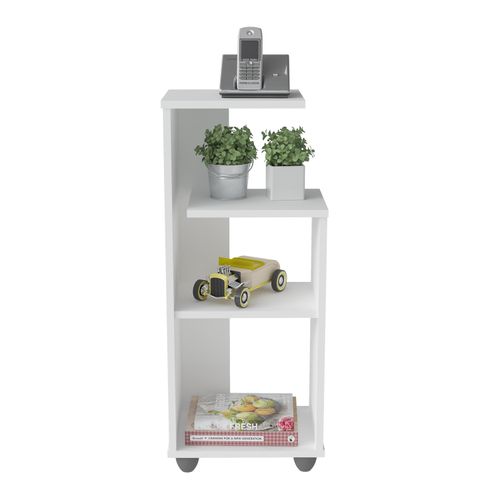 Mesa De Apoio 1 Prateleiras e 3 Nichos Artely Bis Cor Branco