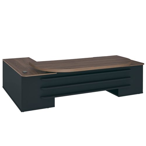 Mesa Para Escritório Em U Artany Tamburato Presidente Cor Charuto com Preto