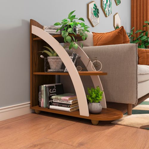 Mesa de Apoio Artely Andes Cor Cedro Com Off White