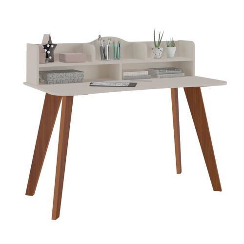 Escrivaninha com nichos Artely Sofia Cor Off White com Cedro