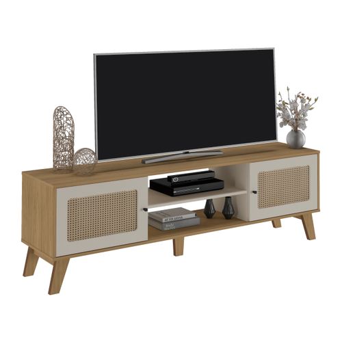 Rack 2 Portas 1 Prateleira Artely Charlotte Cor Carvalho com Off White