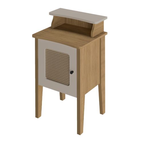 Mesa De Apoio Com 1 Porta Artely Charlotte Cor Cavalho com Off White