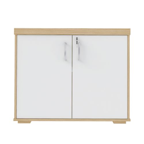 Balcão Executivo Com 2 Portas Tamburato Artany Cor Carvalho Com Branco