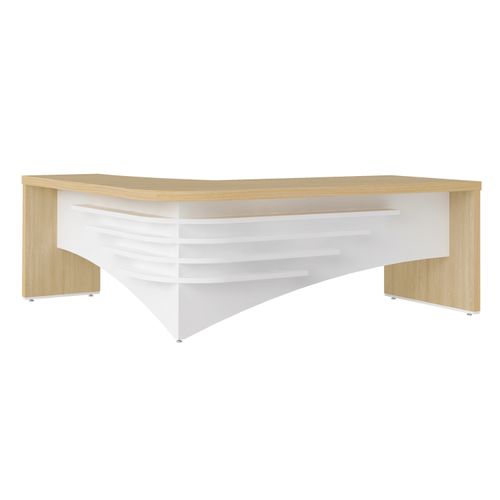 Mesa para Escritório em L Artany Tamburato Diretor Cor Carvalho com Branco Lado Direito