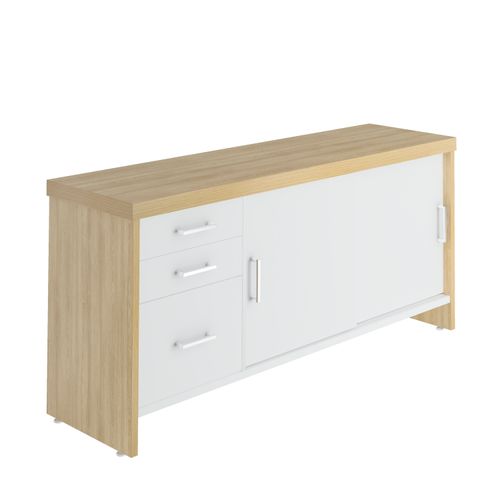Balcão Artany Tamburato Com Gavetas Cor Caravalho Com Branco