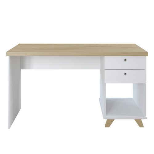 Escrivaninha Carvalho com Branco com 2 Gavetas Artany Sky
