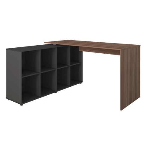 Mesa para Escritório Artany Nero 1400 Cor Ipê com Preto