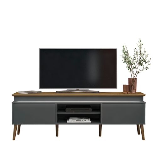 Rack para TV Com LED e 2 Portas Artely Lumina Cor Carvalho com Grafite