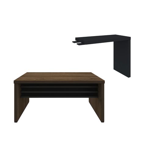 Conjunto Mesa Para Escritório Tamburato 1600 e Mesa De Apoio 890 Charuto com Preto