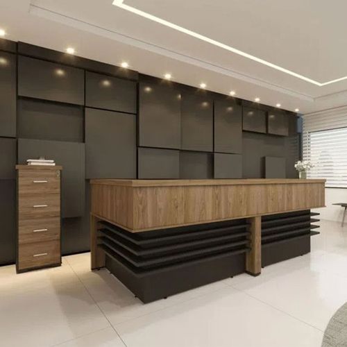 Conjunto para Escritório Executivo - Balcão Atendimento e Arquivo Tamburato Charuto com Preto