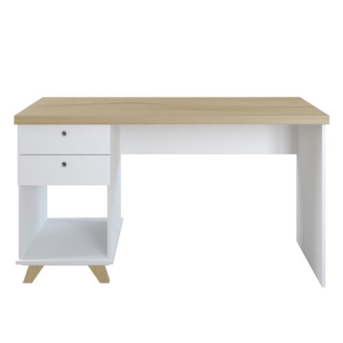 Escrivaninha Com 2 Gavetas e 1 Nicho Artany Sky Cor Olmo com Branco