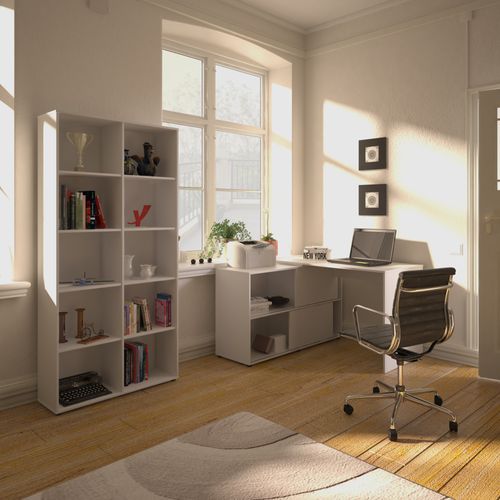 Conjunto Mesa Mingle e Estante Clean Cor Branca