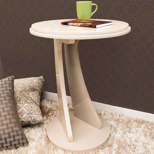 Mesa De Apoio Redonda Em MDF Artely Tutti Cor Off White