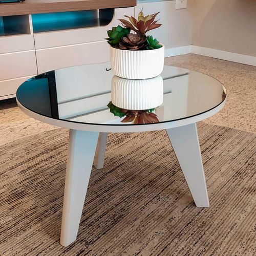 Mesa De Centro Com Espelho Artely Holanda Cor Off White