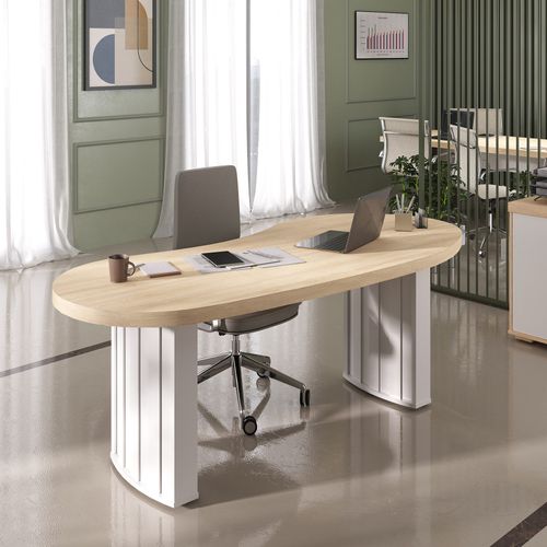 Mesa Para Escritório Tamburato Organic Artany Cor Carvalho Com Branco