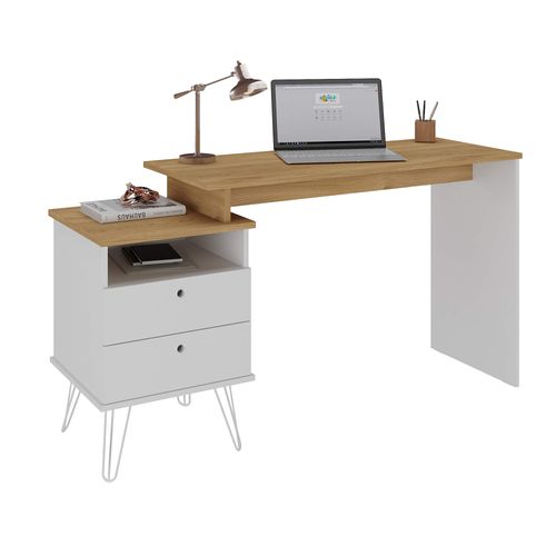 Escrivaninha Com Regulagem e 2 Gavetas Artany Plus Cor Olmo com Branco