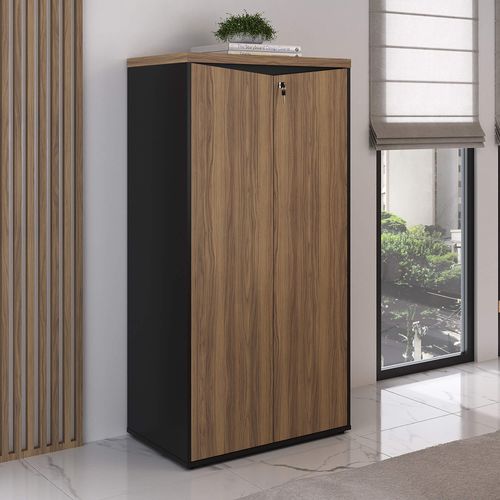 Armário 2 Portas Y37 Artany Cor Nogal Com Preto