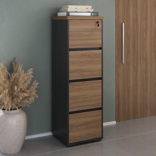 Arquivo 4 Gavetas Y37 Cor Nogal Com Preto