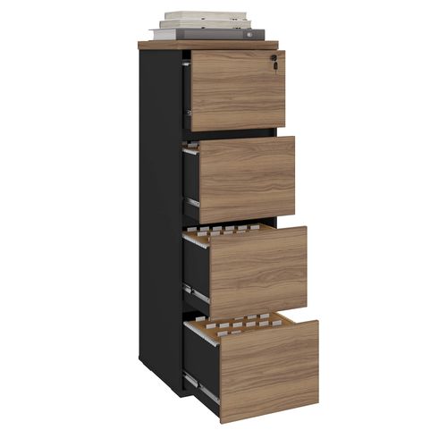 Arquivo 4 Gavetas Y37 Cor Nogal Com Preto