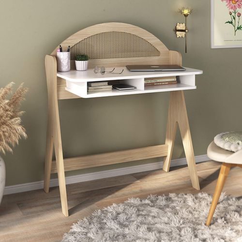 Escrivaninha Artely Ceci Cor Naturale Com Branco