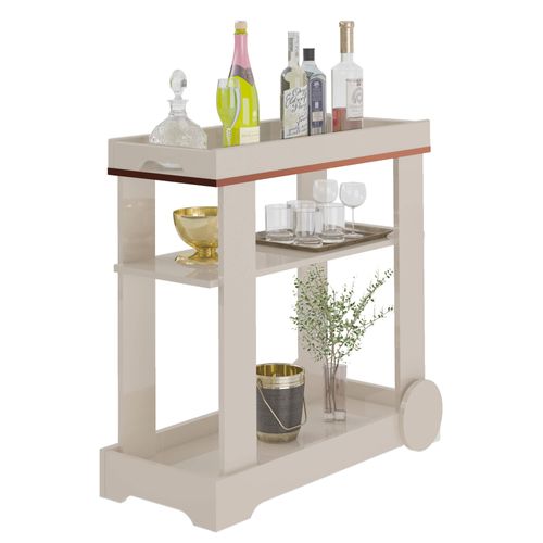 Carrinho Bar Artely Rose Cor Off White