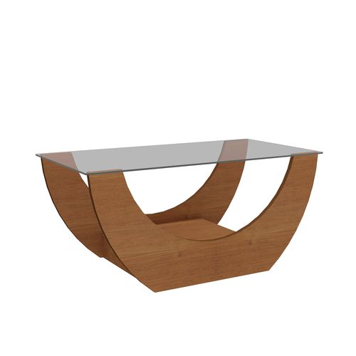 Mesa De Centro Com Tampo Em Vidro Artely Onda Cor Cinamomo