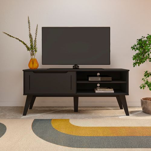 Rack para TV 1 Porta e 2 Nichos Artely Lotus Cor Preto