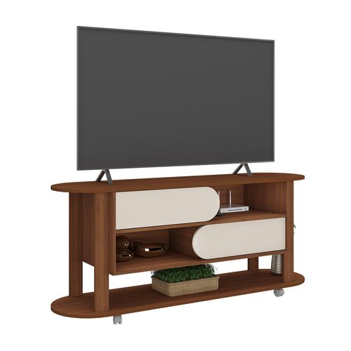Rack para TV Com 2 Portas Artely Mundi Cor Cedro Com Off White