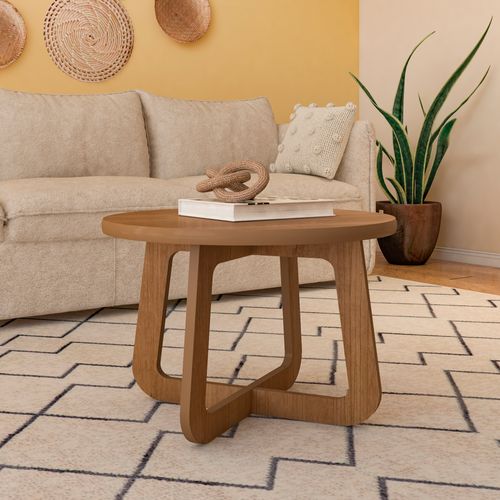 Mesa De Centro Redonda Em MDF Artely Jasmin Cor Cinamomo