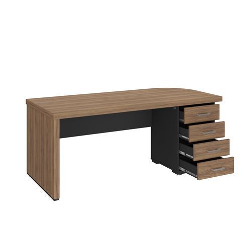 Mesa Tamburato Com Gavetas Lado Direito Artany Cor Nogal com Preto