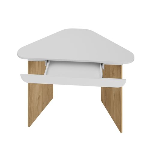 Escrivaninha de Canto com Gaveta Trend Cor Branco com Olmo