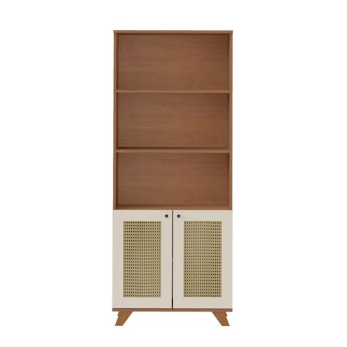 Estante Artely Multiuso para Livros e Decoração Trama Cor Cinamomo com Off White