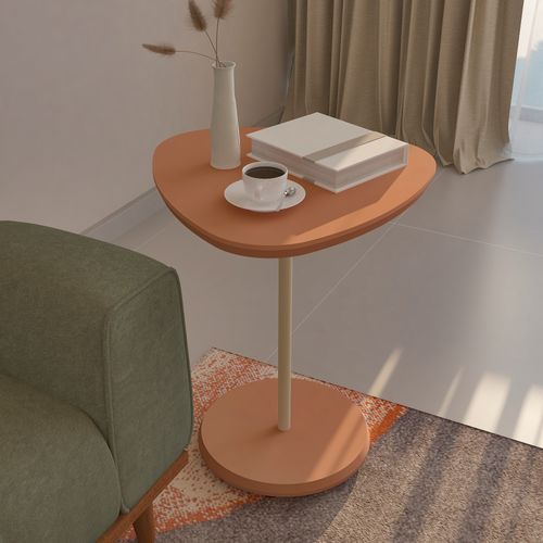 Mesa De Apoio Lateral Alta MDF Bel Artely Cor Terracota