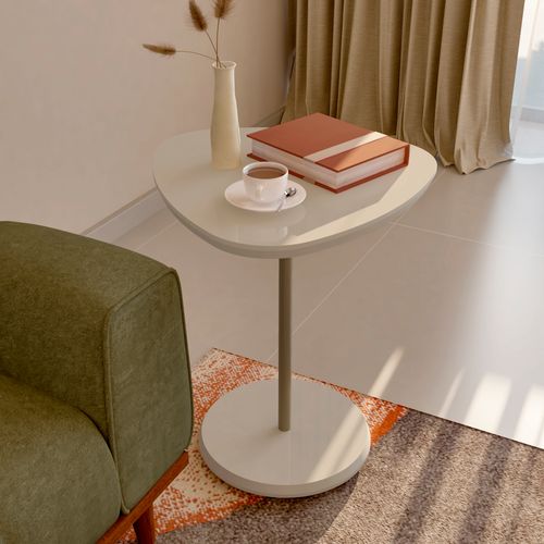 Mesa De Apoio Lateral Alta MDF Bel Artely Cor Off White