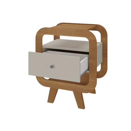 Mesa de Apoio Artely Theo Com USB Cor Cinamomo com Off White