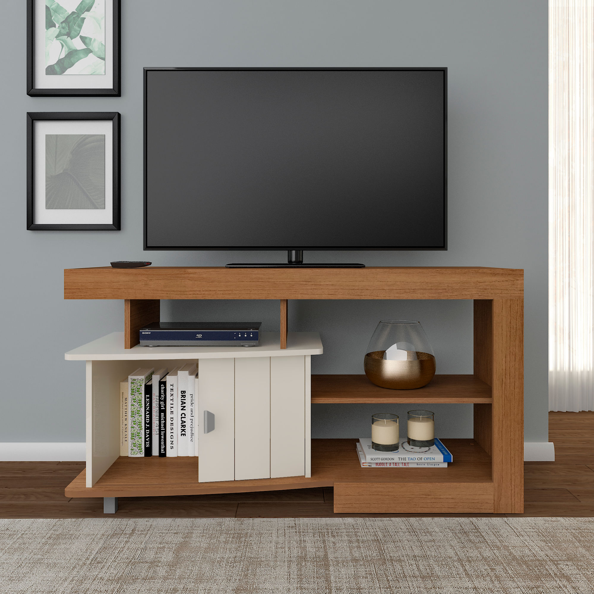 Rack Com 1 Porta Deslizante e 3 Artely Royal Cor Cinamomo com Off