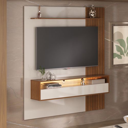 Painel para TV 72'' Artely Matisse Cor Cinamomo com Off White